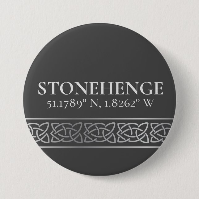Stonehenge Latitude  Longitude Dark   3 Inch Round Button (Front)