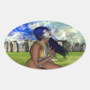 Stonehenge Meditation Oval Sticker