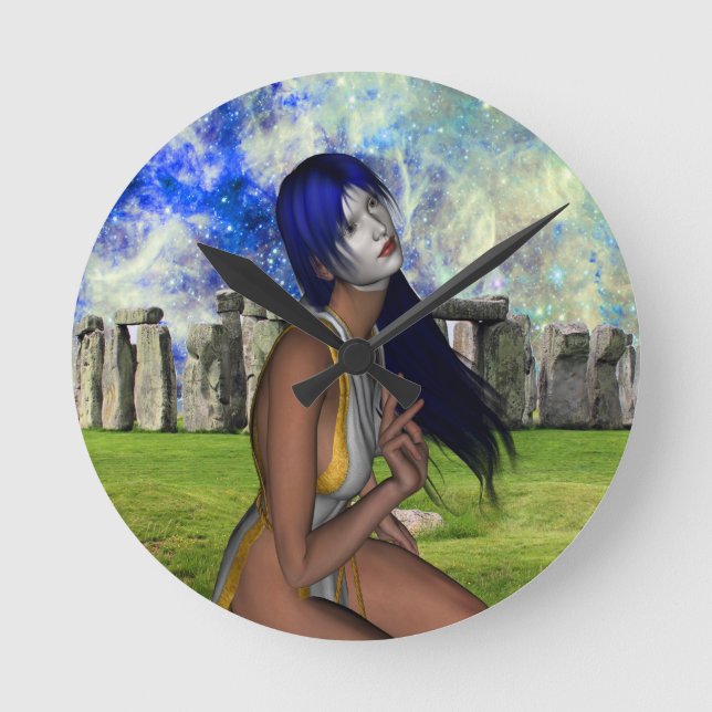 Stonehenge Meditation Round Clock (Front)