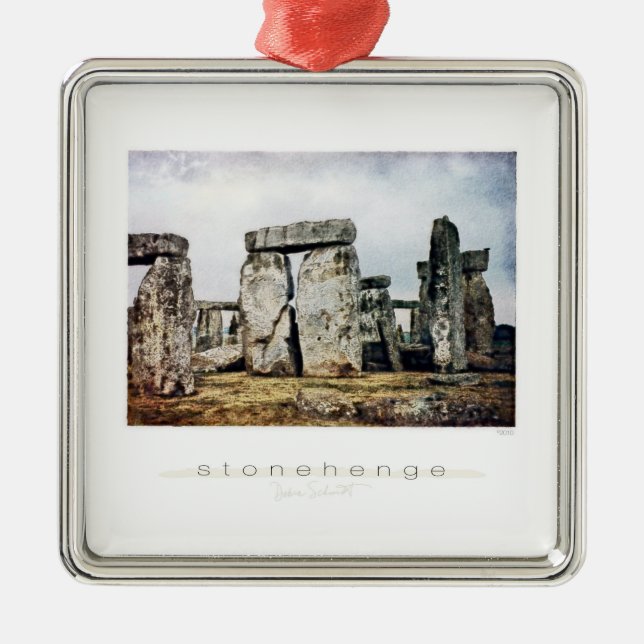 Stonehenge Watercolor Art Metal Ornament (Front)