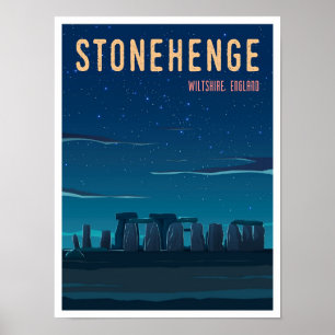 Stonehenge Wiltshire England Vintage Travel  Poster