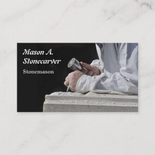 Stonemason carving block of stone business card