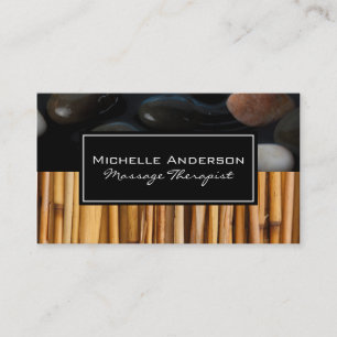 Stones Bamboo with Black Frame White Border Business Card