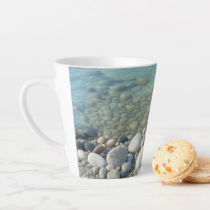 Stones Beach Beautiful Nature Sea Pebbles Shore Latte Mug