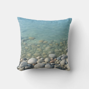 Stones Beach Beautiful Nature Sea Pebbles Shore Throw Pillow