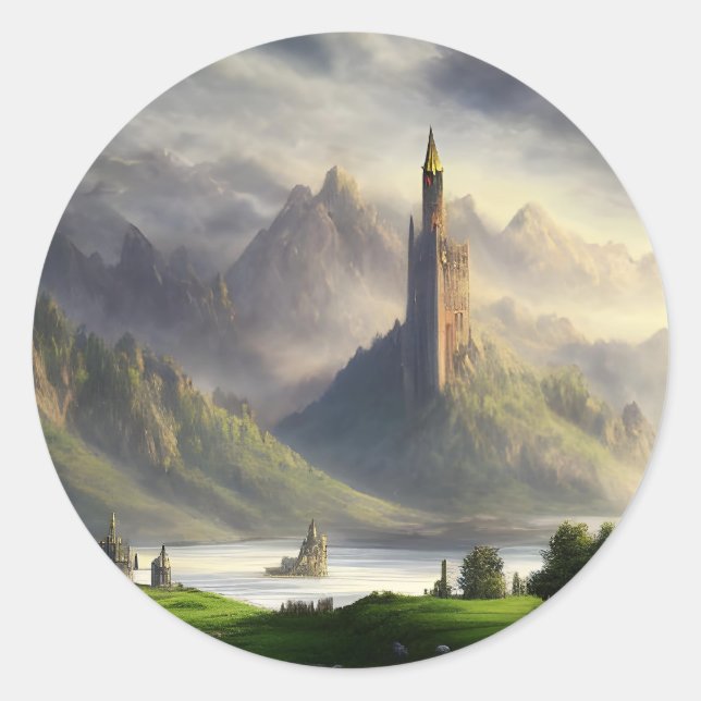 Stones Castles | Medieval Landscape Classic Round Sticker (Front)