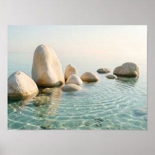 Stones in Clear Shallow Water Nature Poster