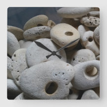 Stones with holes square modern clock