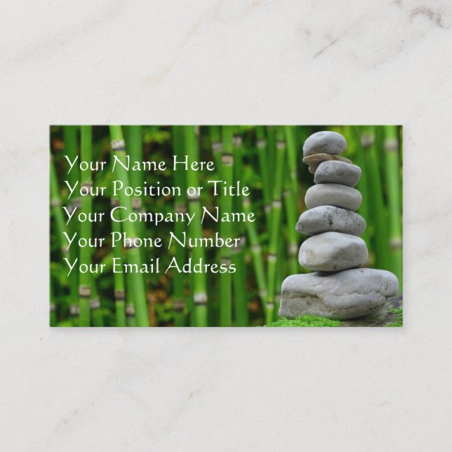 Stones Zen et Carte de visite en bambou (Devant)
