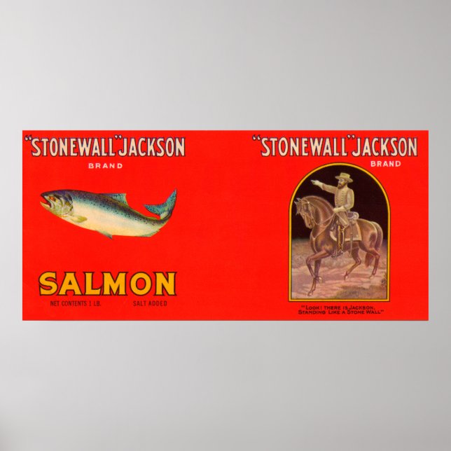 Stonewall Jackson Brand Salmon Label Poster (Front)
