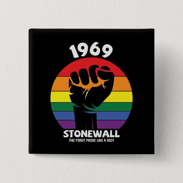 Stonewall Riot Remembrance Gay Pride  2 Inch Square Button (Front)