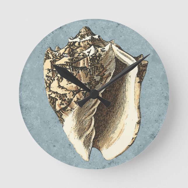 Stonewashed Conch Shell Round Clock (Front)