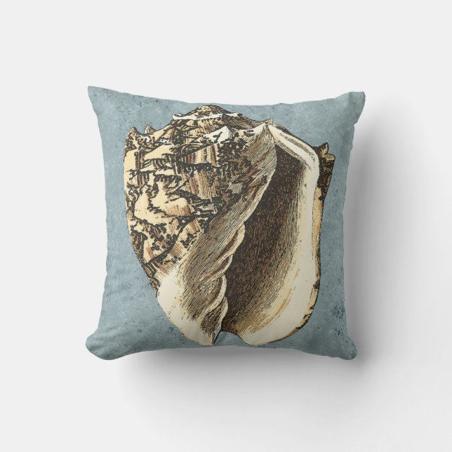Stonewashed Conch Shell Throw Pillow (Front)