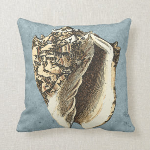 Stonewashed Conch Shell Throw Pillow
