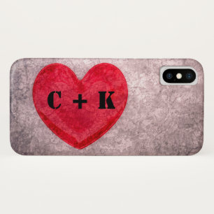 Stonewashed Heart Monogram Personalize iPhone X Case
