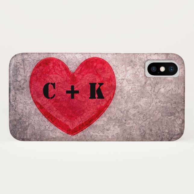 Stonewashed Heart Monogram Personalize Case-Mate iPhone Case (Back (Horizontal))
