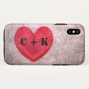 Stonewashed Heart Monogram Personalize Case-Mate iPhone Case