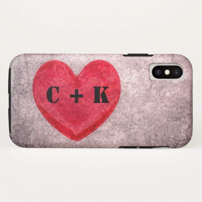 Stonewashed Heart Monogram Personalize Case-Mate iPhone Case (Back (Horizontal))
