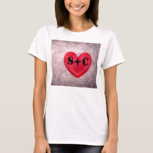 Stonewashed Heart Monogram Personalize T-Shirt