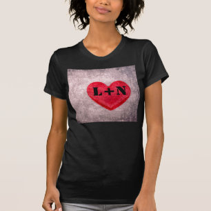 Stonewashed Heart Monogram Personalize T-Shirt