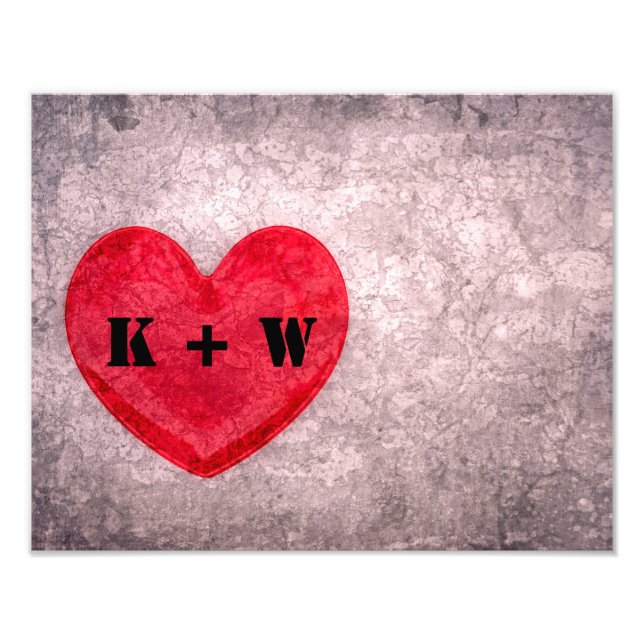 Stonewashed Heart Monogrammed Photo Print (Front)