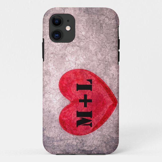 Stonewashed Heart - Personalize Monogram Case-Mate iPhone Case (Back)