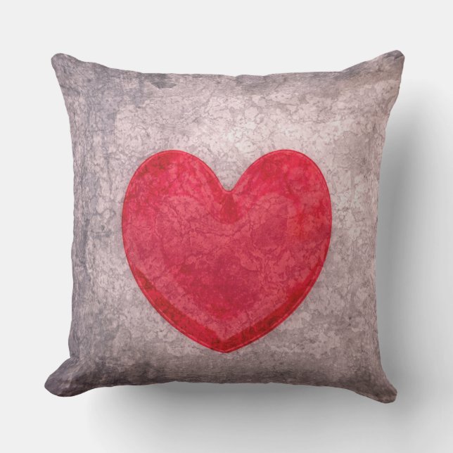 Stonewashed Heart Throw Pillow (Front)