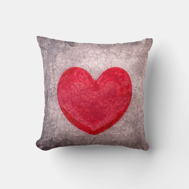 Stonewashed Heart Throw Pillow (Front)