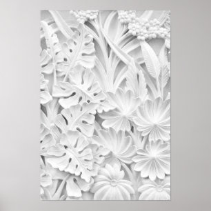 Stonework in a Leaf and Flower Motif Poster