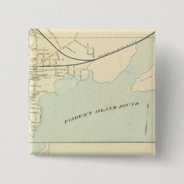 Stonington, Groton 2 Inch Square Button (Front)