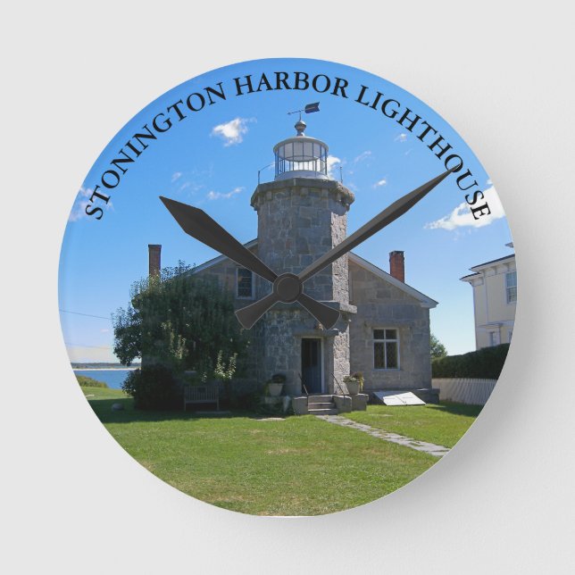 Stonington Harbour Lighthouse, CT Round Wall Clock (Front)