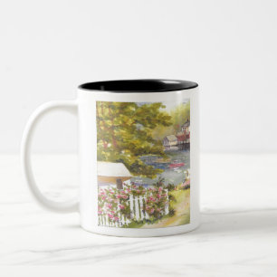 stonington harbour view Two-Tone coffee mug