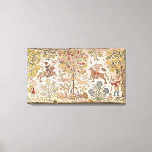 Stool cover, damask, late 16th century canvas print