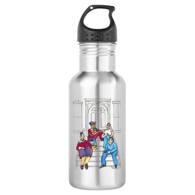 Stoop Stories Water Bottle (Stainless Steel, 18oz) (Front)