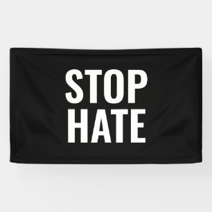 Stop à la haine, bannière en noir blanc