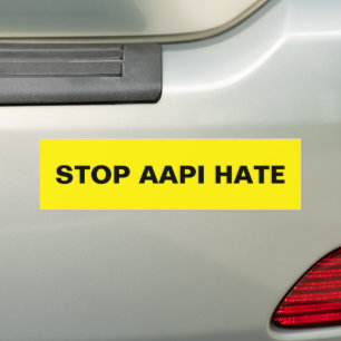 Stop AAPI Hate, black yellow car Bumper Sticker