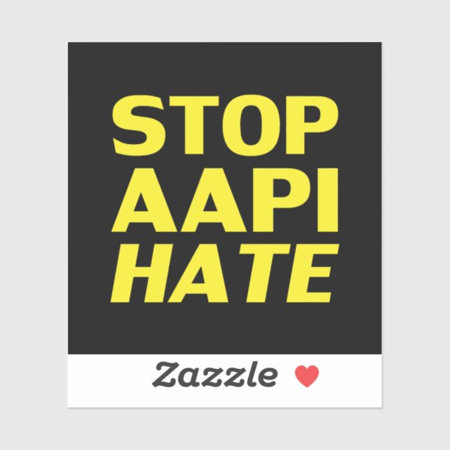 Stop AAPI Hate, Sticker jaune noir (Feuille)