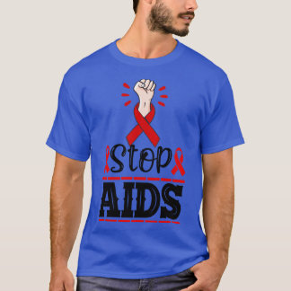 Stop Aids Red Ribbon Day Support for World Aids Da T-Shirt