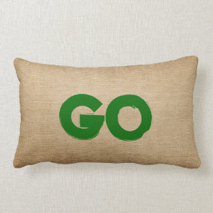 Stop and Go Burlap Lumbar Pillow