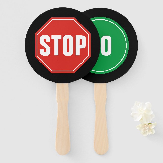 STOP and GO Sign Hand Fan (Front and Back)