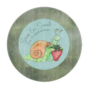 Stop and Smell the Strawberries Snail Cutting Board
