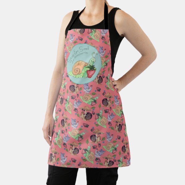 Stop and Smell the Strawberries Snail  Pattern Apron (Insitu)