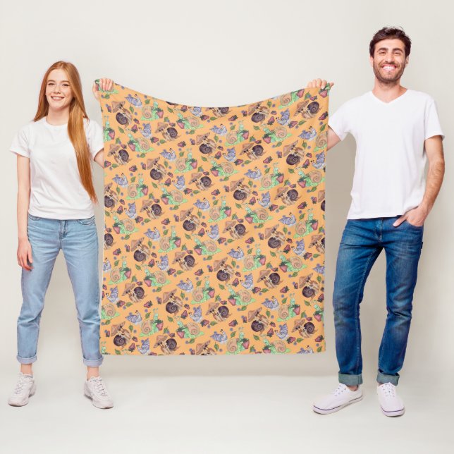 Stop and Smell the Strawberries Snail  Pattern Fle Fleece Blanket (In Situ)