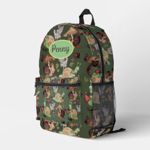 Stop and Smell the Strawberries Snail  Pattern Printed Backpack