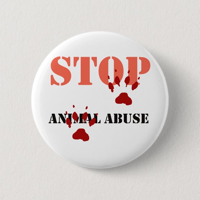 stop animal abuse 2 inch round button (Front)