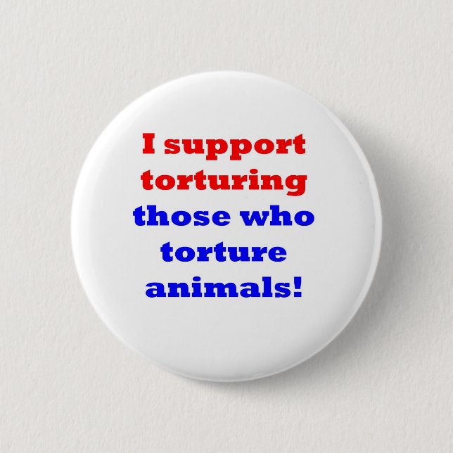 Stop animal abuse 2 inch round button (Front)