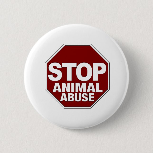 Stop Animal Abuse 2 Inch Round Button (Front)