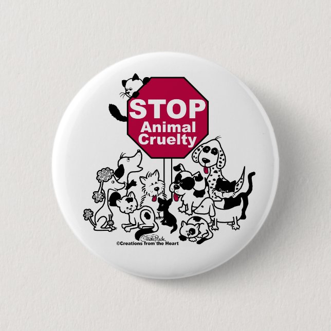 Stop Animal Cruelty 2 Inch Round Button (Front)