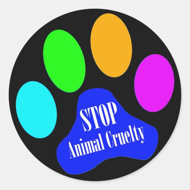 Stop Animal Cruelty Stickers (black) (Front)