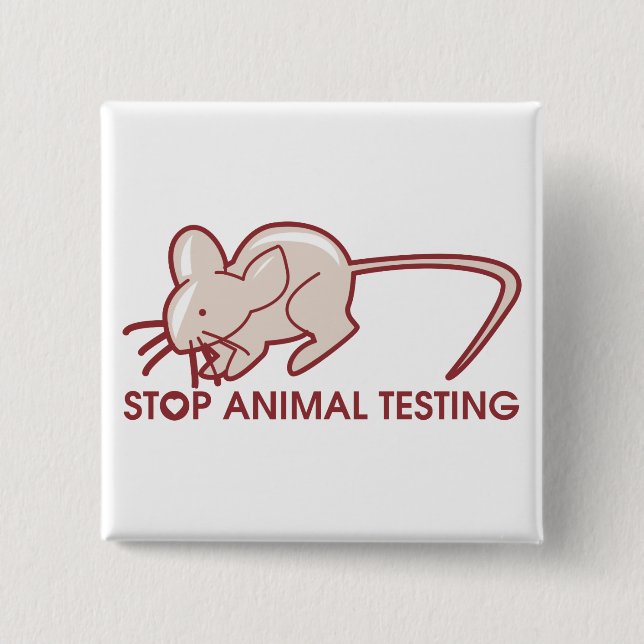 Stop Animal Testing 2 Inch Square Button (Front)